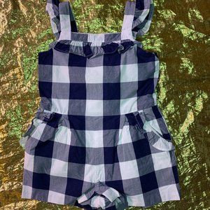 Janie and Jack blue and white checkered romper for 18-24 month baby girl